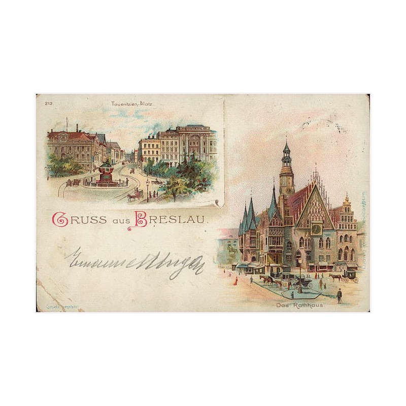Gruss aus Breslau. 213. Tauentzien-Platz. Das Rathaus