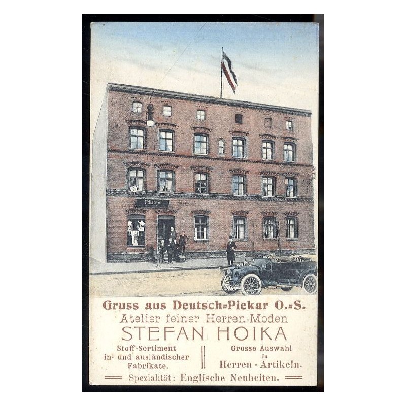 Gruss aus DeutschPiekar O.S. Atelier feiner Herren-Moden Stefan Hoika Stoff-Sortiment in- und auslandischer Fabrikate. Grosse