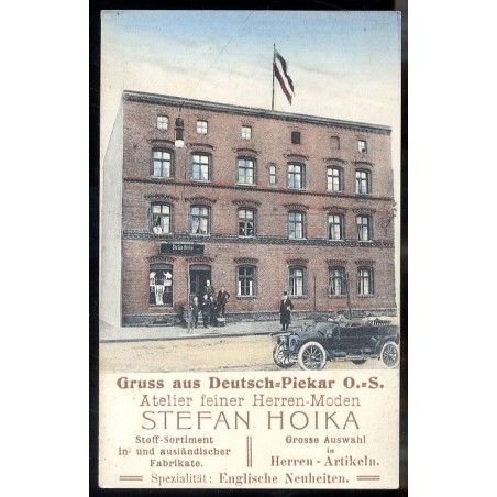 Gruss aus DeutschPiekar O.S. Atelier feiner Herren-Moden Stefan Hoika Stoff-Sortiment in- und auslandischer Fabrikate. Grosse