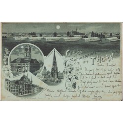 Gruss vom Schiessplatz Thorn. Rathaus. Arthushof. Krieger-Denkmal