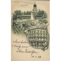 Gruss aus Breslau. Liebichshöhe. Waren-Haus Gebr. Barasch