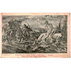 J. Matejko pinx. Zamordowanie Leszka Białego napadniętego w Gąsawie przez Xcia pomorskiego Swiatopełka.