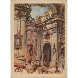 Warszawa. - Wnętrze kościoła Św. Krzyża, przy Krakowskim Przedmieściu, zburzonym i spalonym przez Niemców podczas Powstania w 19