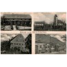 Gruss aus Hirschfeldau. Kath. Schule. Pfarrhaus mit Kirche. Gasthaus zum "Deutschen Kaiser von Ludwig. Postagentur