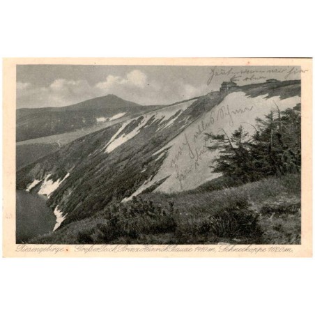 Riesengebirge. Großer Teich, Prinz-Heinrich Baude 1410 m, Schneekoppe 1620 m.