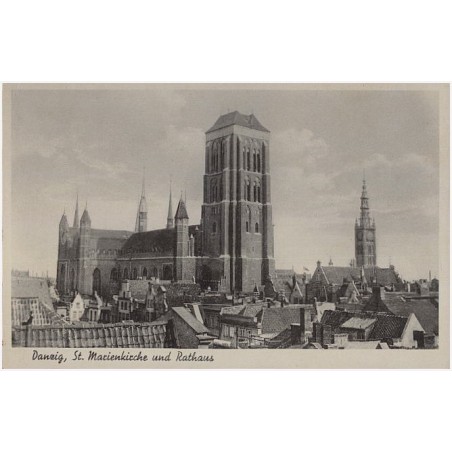 Danzig, St. Marienkirche und Rathaus