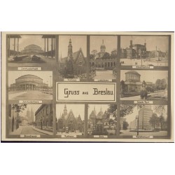 Gruss aus Breslau. Jahrhunderthalle. Jahrhunderthalle. Domstrasse. Rathaus. Rathaus. Liebichhöhe. Dom. Hauptbahnhof. Scheitn. Pa