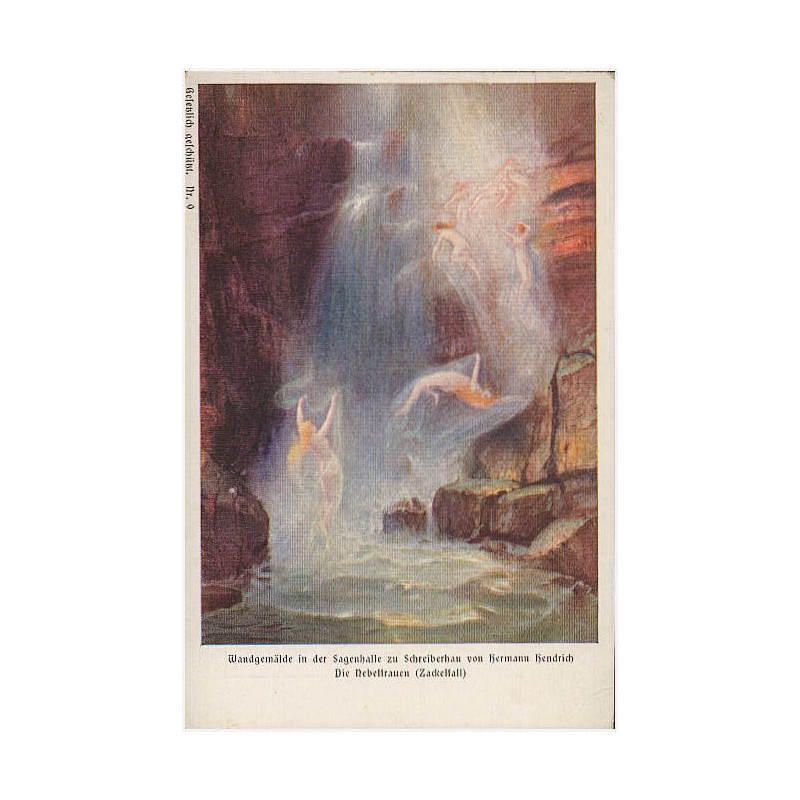 Wandgemälde in der Sagenhalle zu Schreiberhau von Hermann Hendrich. Die Nebelfrauen (Zackelfall)
