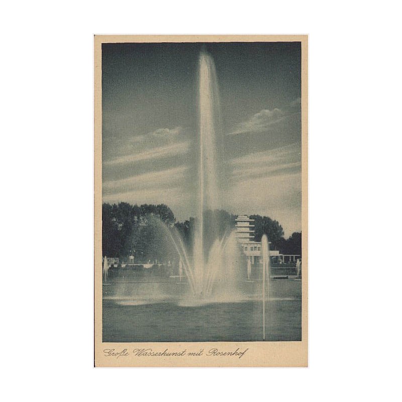 Große Wasserkunst mit Rosenhof. Gugali. Deutsche Gartenbau- und Schlesische Gewerbe-Ausstellung Liegnitz 1927. Künstleriche Leit