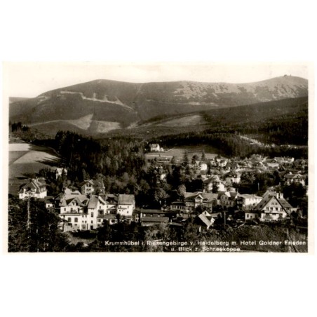Krummhübel i. Riesengebirge v. Heidelberg m. Hotel Golden Frieden u. Blick z. Schneekoppe