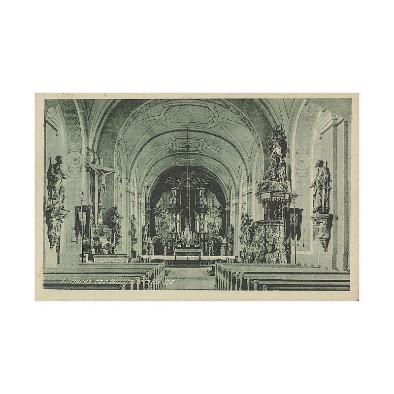 Inneres der Wallfahrtskirche. Gruß aus dem Wallfahrtsort Hochkirch (Krs. Glogau)