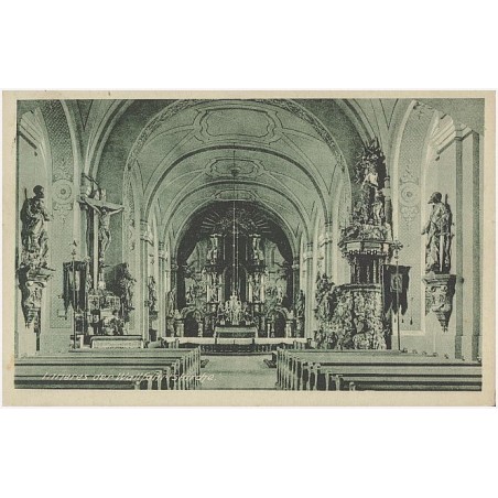 Inneres der Wallfahrtskirche. Gruß aus dem Wallfahrtsort Hochkirch (Krs. Glogau)