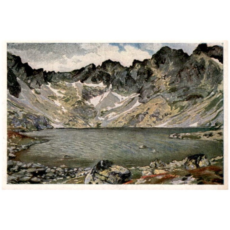 Hincovo pleso v Mengusovskej doline 1965 m dľa orig. E. Kosy. Le lac de Hinc situé á1965 mètres dans les Tatra. The lake of Hinc