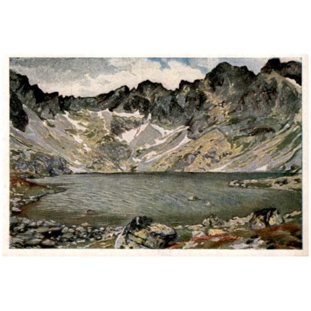 Hincovo pleso v Mengusovskej doline 1965 m dľa orig. E. Kosy. Le lac de Hinc situé á1965 mètres dans les Tatra. The lake of Hinc