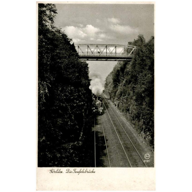 Görlitz. Die Teufelsbrücke Silesia 5131 / Rewers: Görlitz i. Schl. Die Teufelsbrücke a. d. Bahnlinie Görlitz-Zittau