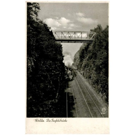 Görlitz. Die Teufelsbrücke Silesia 5131 / Rewers: Görlitz i. Schl. Die Teufelsbrücke a. d. Bahnlinie Görlitz-Zittau