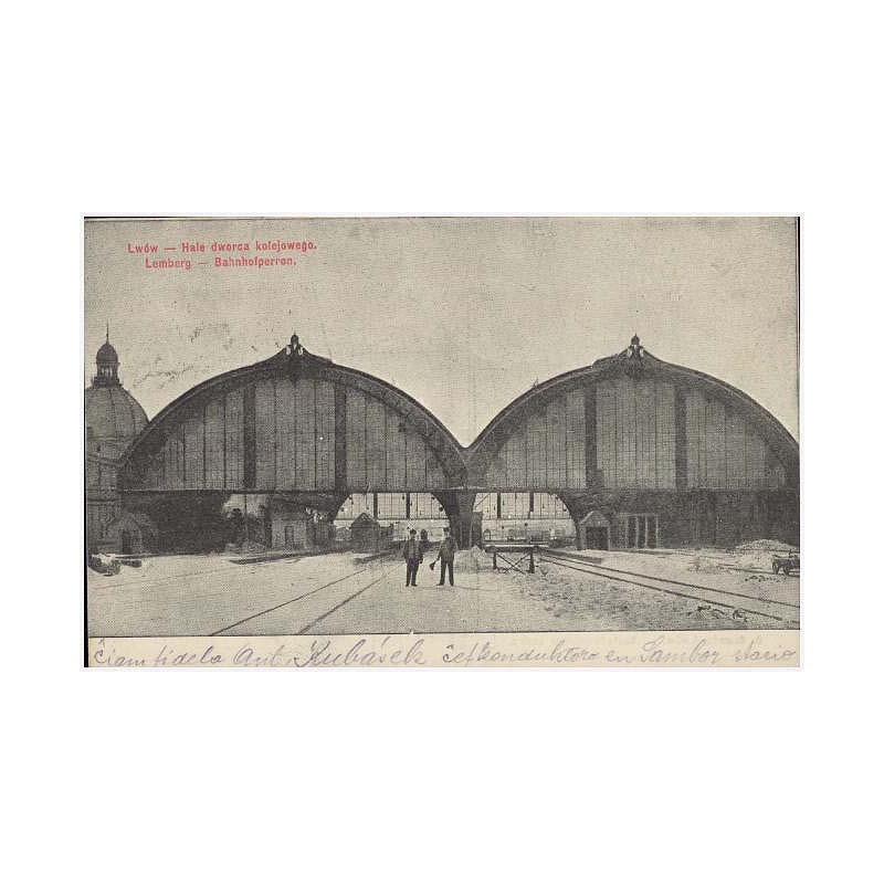 Lwów - Hale dworca kolejowego. Lemberg - Bahnhofperron