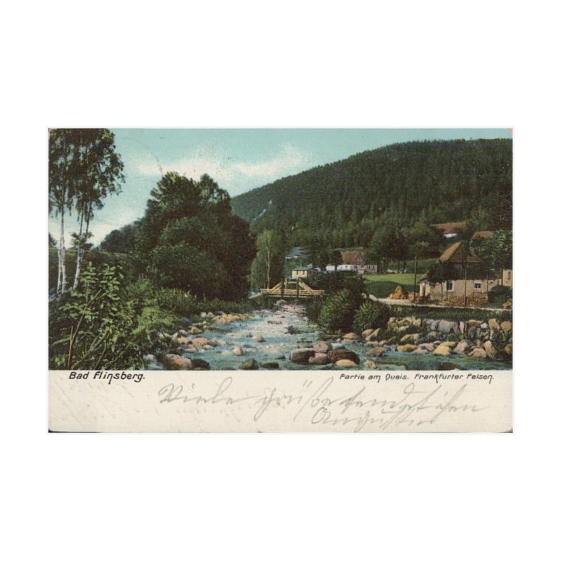 Bad Flinsberg. Partie am Queis. Frankfurter Felsen