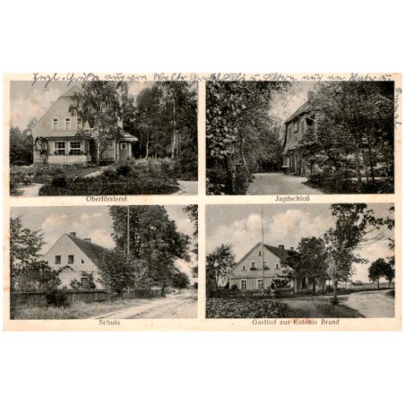 Oberförsterei. Jagdschloß. Schule. Gasthof zur Kolonie Brand / Rewers: Kolonie Brand bei Rauscha O.L., Kr. Görlitz