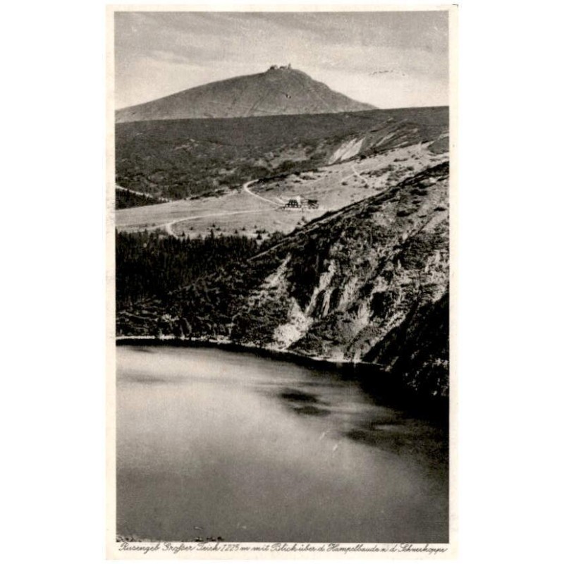 Riesengeb. Großer Teich 1225 m mit Blick über d. Hampelbaude n. d. Schneekoppe