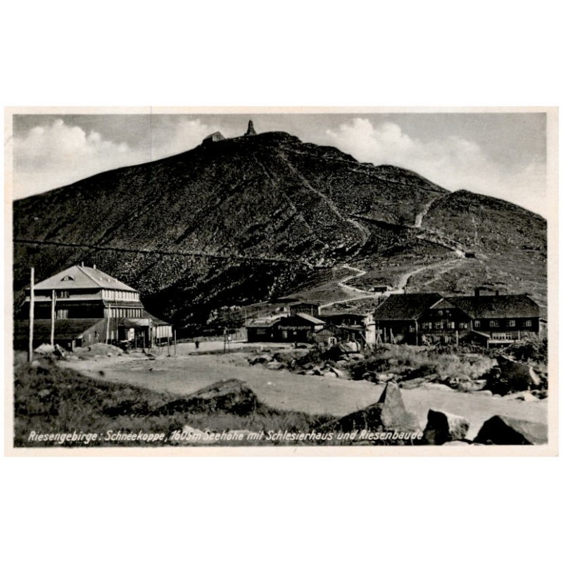 Riesengebirge: Schneekoppe, 1605 m Seehöhe mit Schlesierhaus und Riesenbaude