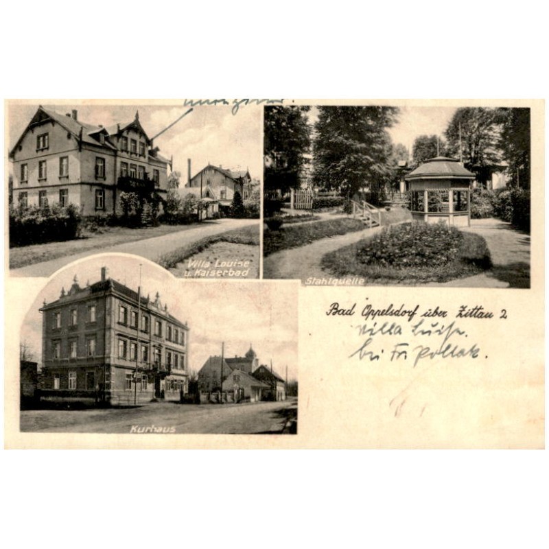 Bad Oppelsdorf über Zittau 2. Villa Louise u. Kaiserbad. Stahlquelle. Kurhaus