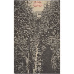 Schreiberhau. Die Zackelklamm mit Blick auf die kathol. Kirche 19177