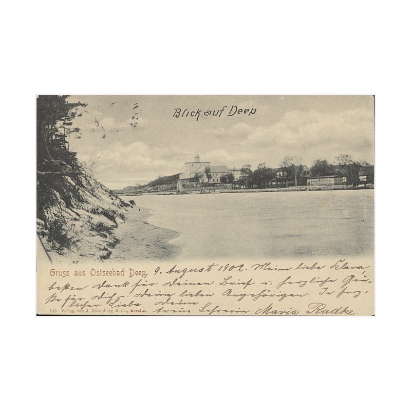 Gruss aus Ostseebad Deep. Blick auf Deep