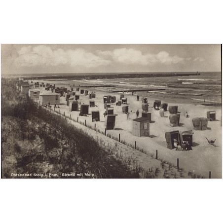 Ostseebad Stolp i. Pom. Strand mit Mole