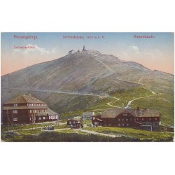 Riesengebirge. Schneekoppe 1605 m ü. M. Riesenbaude. Schlesierhaus