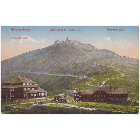 Riesengebirge. Schneekoppe 1605 m ü. M. Riesenbaude. Schlesierhaus