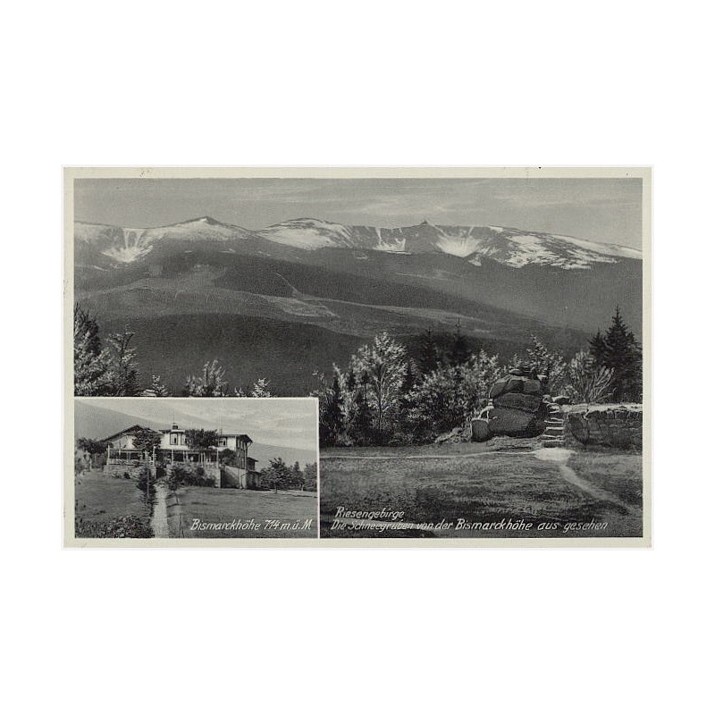 Riesengebirge. Die Schneegruben von der Bismarckhöhe aus gesehen. Bismarckhöhe 714 m.ü.M
