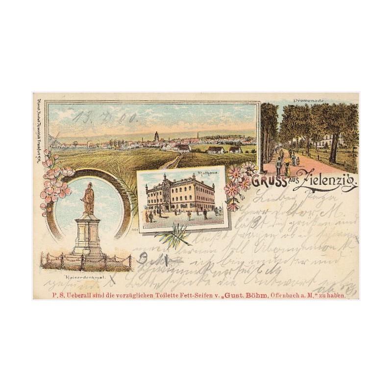 Gruss aus Zielenzig. Rathaus. Promenade. Kaiserdenkmal. 2698. [...]