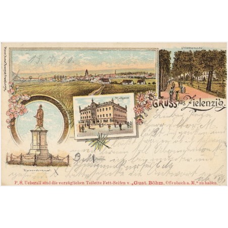 Gruss aus Zielenzig. Rathaus. Promenade. Kaiserdenkmal. 2698. [...]