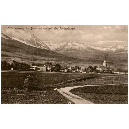 Schmiedeberg im Riesengebirge mit der Schneekoppe