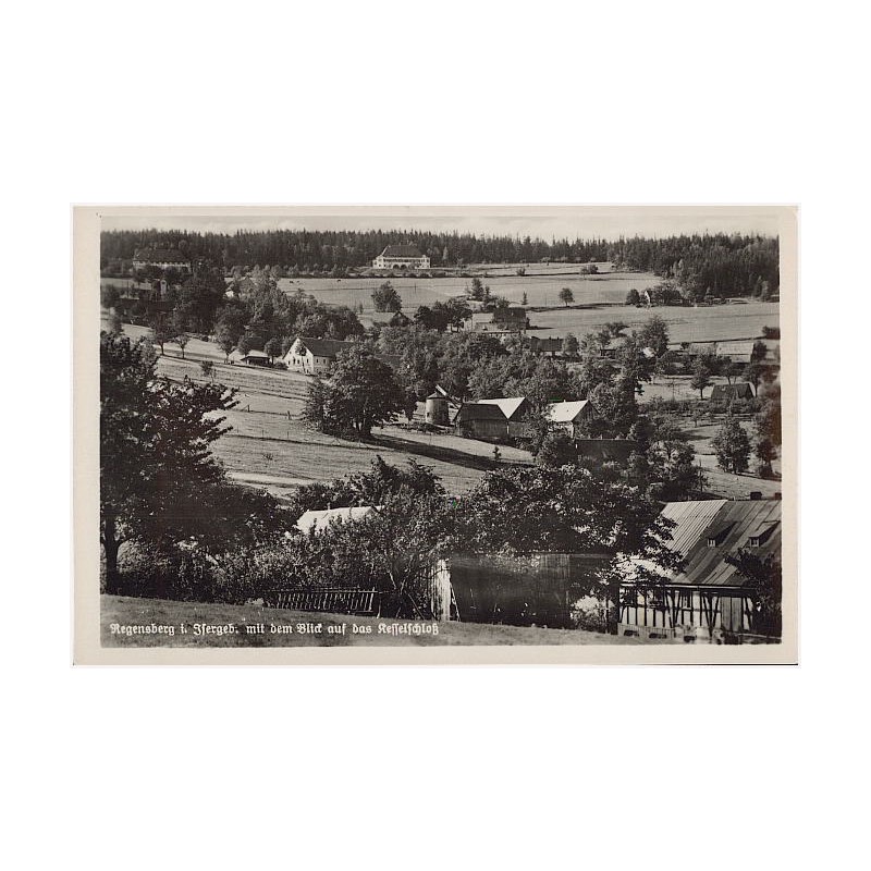 Regensberg i. Isergeb. mit dem Bild auf das Kesselschloß. Berghotel [...]