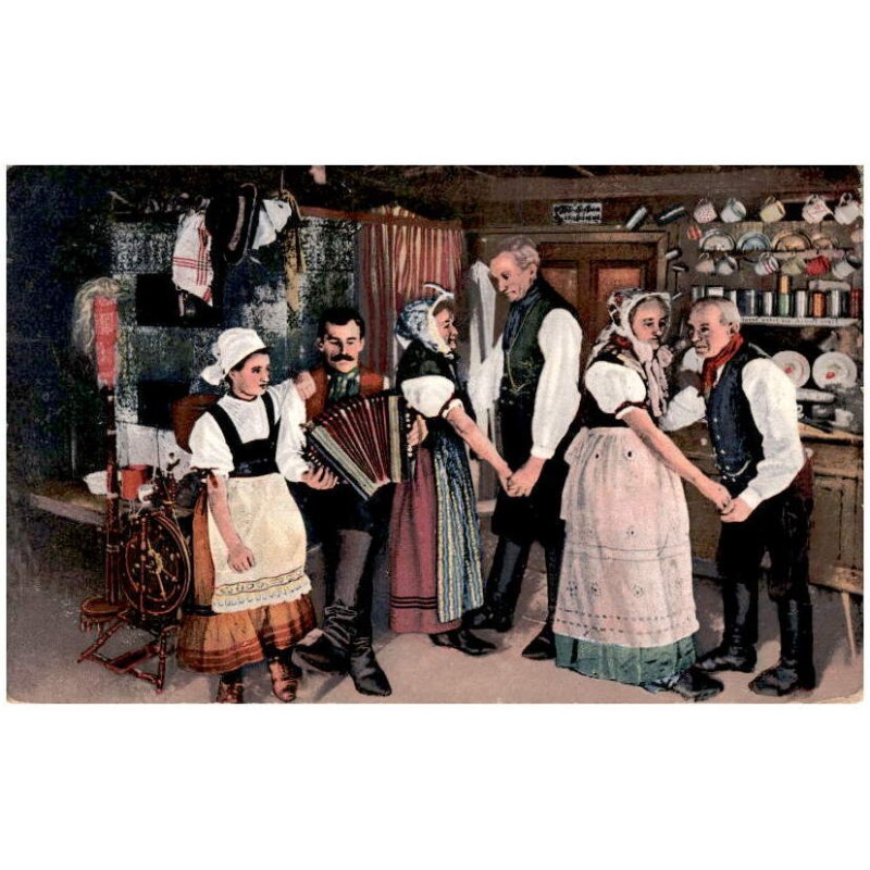 Spinnabend einer schlesichen Spinnstube. Wie der Großvater die Großmutter nahm.