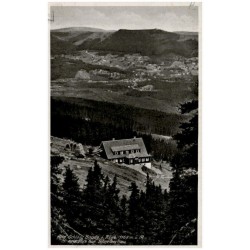 Alte Schles. Baude i. Rsgb. 1168 m ü. M. mit Blick auf Schreiberhau