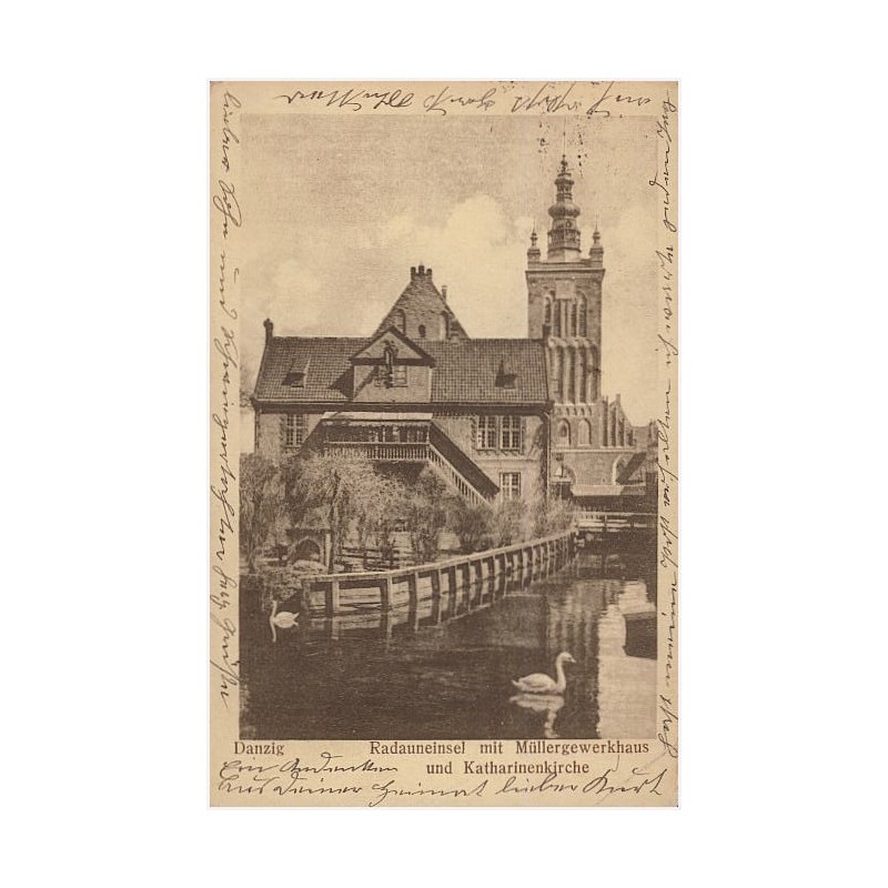 Danzig. Radauneinsel mit Müllergewerkhaus und Katharinenkirche