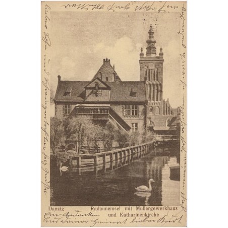 Danzig. Radauneinsel mit Müllergewerkhaus und Katharinenkirche
