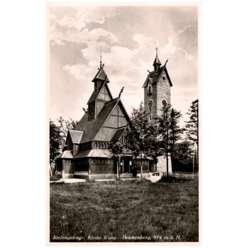 Riesengebirge, Kirche Wang - Brückenberg, 874 m ü. M. / Rewers: Kirche Wang usprünglich in Myos am Wanger See [...]