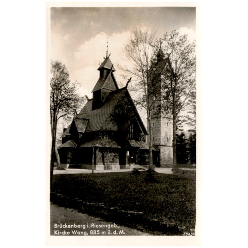 Brückenberg i. Riesengeb., Kirche Wang, 885 m ü. d. M. 35631 / Rewers: Die Bergkirche Wang [...]