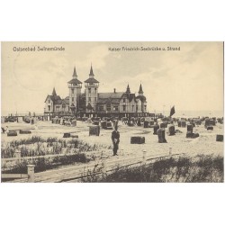 Ostseebad Swinemünde. Kaiser Friedrich-Seebrücke u. Strand