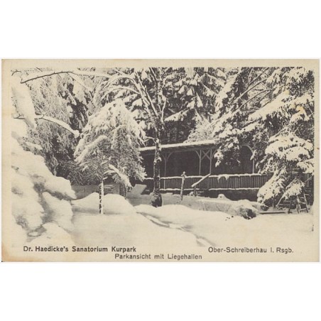 Dr. Haedicke's Sanatorium Kurpark. Parkansicht mit Liegehallen. Ober-Schreiberhau i. Rsgb. [...]