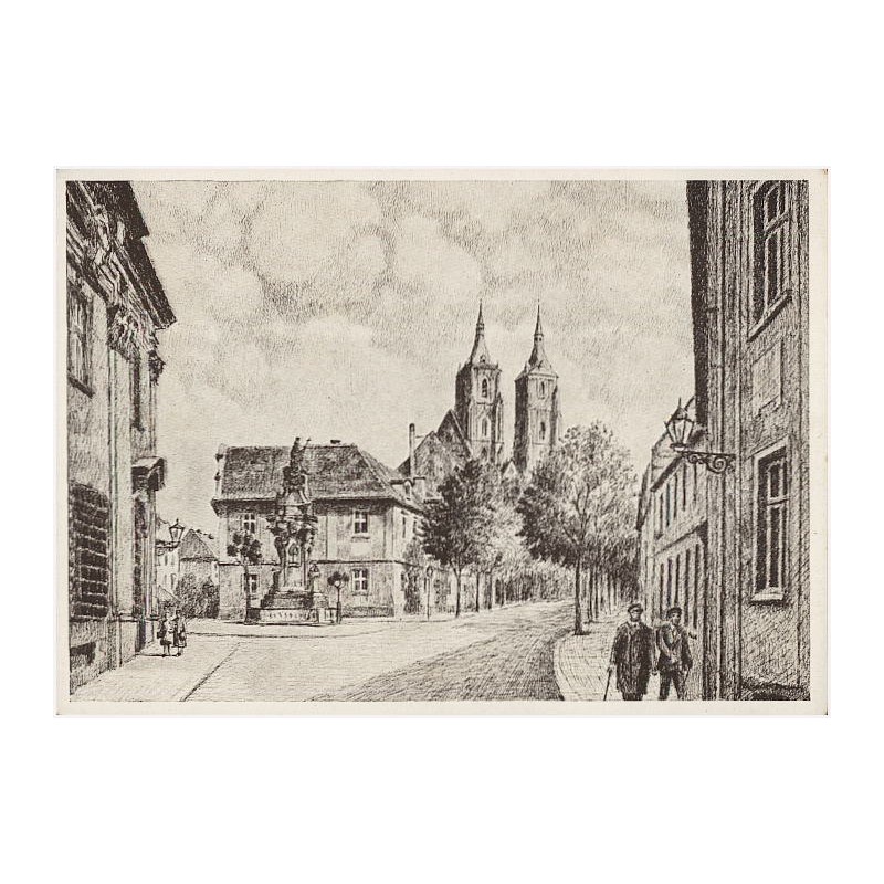 "Domstraße" Blick nach dem Dom. Nach Original-Zeichnungen von F. A. Hartlieb - Breslau