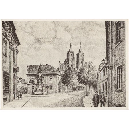 "Domstraße" Blick nach dem Dom. Nach Original-Zeichnungen von F. A. Hartlieb - Breslau