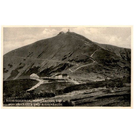 Riesengebirge, Schneekoppe 1620 m Schlesierhaus und Riesenbaude