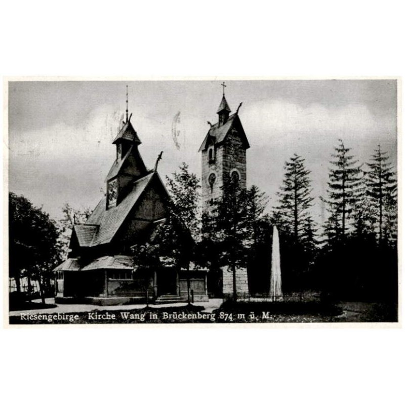Riesengebirge. Kirche Wang in Brückenberg 874 m. ü. M. / Rewers: Die Kirche Wang wurde 1842 [...]