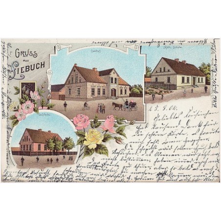 Gruss aus Liebuch. Gasthaus. Ev. Schule. Kath. Schule