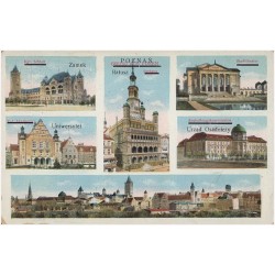 Poznań. Gruss aus Posen. Kgl. Schloß. Zamek. Kgl. Akademie. Uniwersytet. Ratusz. Rathaus. Stadttheater. Ansiedlungskommission. U